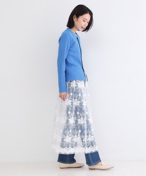 OPAQUE.CLIP(オペークドットクリップ)の「シアーレース刺繍レイヤードスカート【洗濯機OK】(スカート・レディース・ブラック/ホワイト・00)」の13枚目の写真