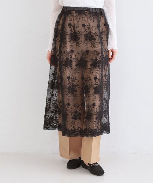 OPAQUE.CLIP(オペークドットクリップ)の「シアーレース刺繍レイヤードスカート【洗濯機OK】(スカート・レディース・ブラック/ホワイト・00)」の19枚目の写真