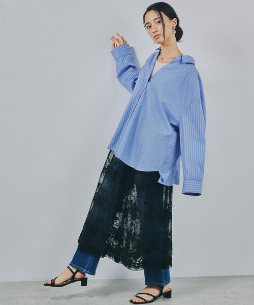 OPAQUE.CLIP(オペークドットクリップ)の「シアーレース刺繍レイヤードスカート【洗濯機OK】(スカート・レディース・ブラック/ホワイト・00)」の9枚目の写真