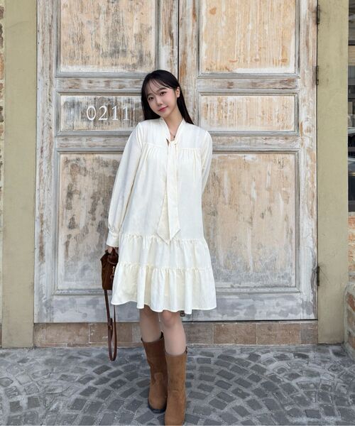 ZEROSTREET（ゼロストリート）の「[2カラー] タイシャーリングワンピース（シャツ/ブラウス・レディース・ラベンダー/Cream・SMALL/MEDIUM）」の7枚目の写真