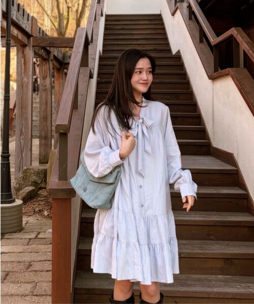 ZEROSTREET（ゼロストリート）の「[2カラー] タイシャーリングワンピース（シャツ/ブラウス・レディース・ラベンダー/Cream・SMALL/MEDIUM）」の3枚目の写真