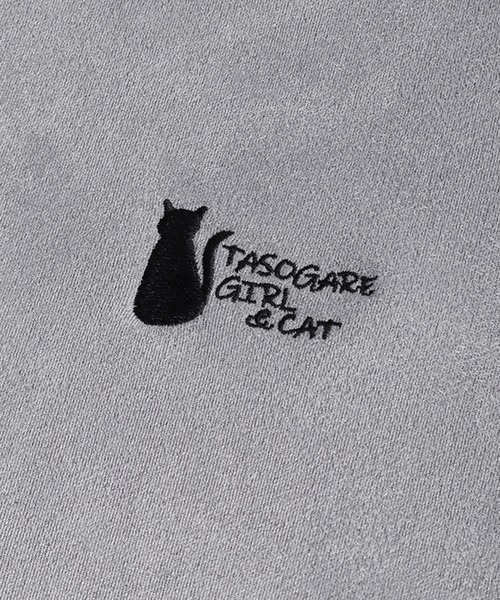 WESTSEA(ウエストシー)の「TASOGARE GIRL & CAT / 黄昏ガール バックプリント 猫 グラフィックTシャツ / ワンポイント刺繍 フェイクスエード 半袖Tシャツ(Tシャツ/カットソー・メンズ・ブラック/ホワイト系その他/ライトグレー/オフホワイト/グレー/ブラック系その他・L/M)」の10枚目の写真