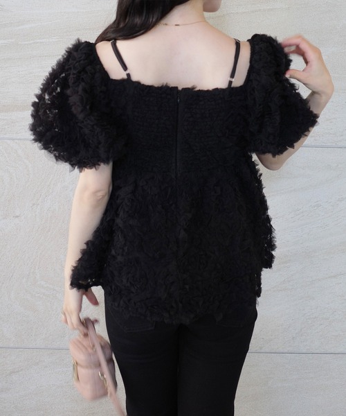 junoah(ジュノア)の「2wayペプラムチュールトップス(シャツ/ブラウス・レディース・アイボリー/ブラック・LARGE/MEDIUM/SMALL)」の10枚目の写真
