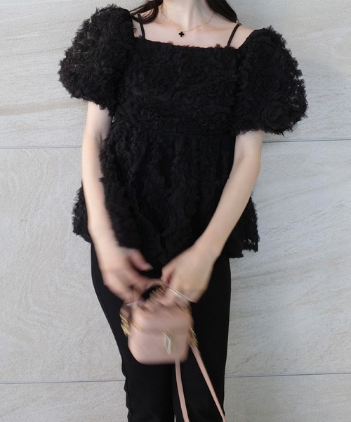 junoah(ジュノア)の「2wayペプラムチュールトップス(シャツ/ブラウス・レディース・アイボリー/ブラック・LARGE/MEDIUM/SMALL)」の11枚目の写真