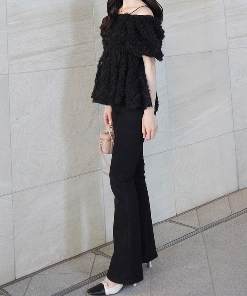 junoah(ジュノア)の「2wayペプラムチュールトップス(シャツ/ブラウス・レディース・アイボリー/ブラック・LARGE/MEDIUM/SMALL)」の12枚目の写真