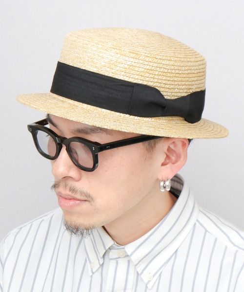 ReqHatter(レックハッター)の「麦わら ショートブリム カンカン帽(ハット・メンズ・ベージュ・FREE)」の1枚目の写真