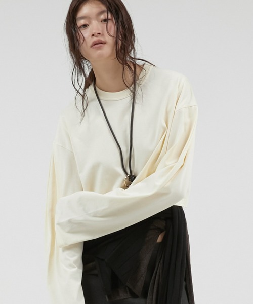 LAPEAUDEGEM ラポドゥジェム sleeve tuck long tee LA PEAU DE GEM】 sleeve tuck cropped long tee / スリーブタック