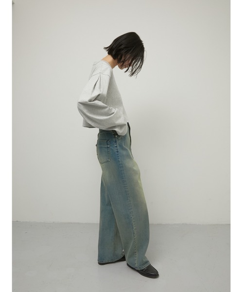 LA PEAU DE GEM（ラポドゥジェム）の「【LA PEAU DE GEM】sleeve tuck cropped long tee/スリーブタッククロップドロングTシャツ（Tシャツ/カットソー・レディース・ブラック/ホワイト/グレー・FREE）」の16枚目の写真