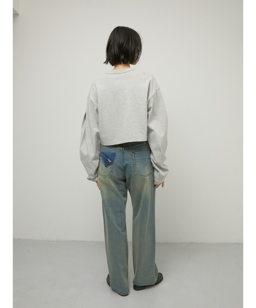 LA PEAU DE GEM（ラポドゥジェム）の「【LA PEAU DE GEM】sleeve tuck cropped long tee/スリーブタッククロップドロングTシャツ（Tシャツ/カットソー・レディース・ブラック/ホワイト/グレー・FREE）」の17枚目の写真