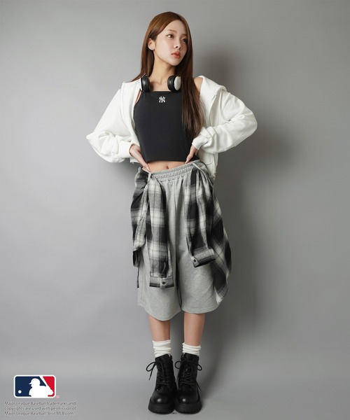 MLB(メジャーリーグベースボール)の「【MLB/メジャーリーグベースボール】カップ付きリブキャミソール(キャミソール・レディース・ブラック/オートミール/杢グレー/オフホワイト・ONESIZE)」の12枚目の写真
