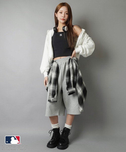 MLB(メジャーリーグベースボール)の「【MLB/メジャーリーグベースボール】カップ付きリブキャミソール(キャミソール・レディース・ブラック/オートミール/杢グレー/オフホワイト・ONESIZE)」の14枚目の写真