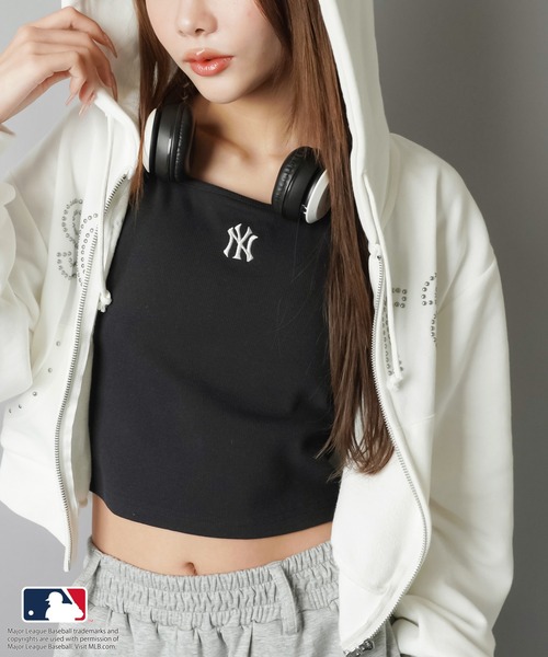 MLB(メジャーリーグベースボール)の「【MLB/メジャーリーグベースボール】カップ付きリブキャミソール(キャミソール・レディース・ブラック/オートミール/杢グレー/オフホワイト・ONESIZE)」の5枚目の写真
