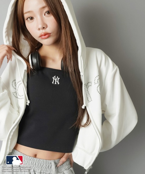 MLB(メジャーリーグベースボール)の「【MLB/メジャーリーグベースボール】カップ付きリブキャミソール(キャミソール・レディース・ブラック/オートミール/杢グレー/オフホワイト・ONESIZE)」の10枚目の写真