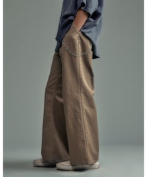【ADAMPATEK/アダムパテック】studded T-C twill flare wide trouser フレアワイドパンツ