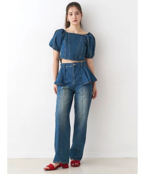 CALNAMUR（カルナムール）の「ペプラムデザインデニムパンツ（デニムパンツ・レディース・ブラウン/インディゴブルー・SMALL/MEDIUM）」の8枚目の写真