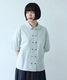△オーガニックコットン 60/1 タイプライター丸衿ブラウス（シャツ