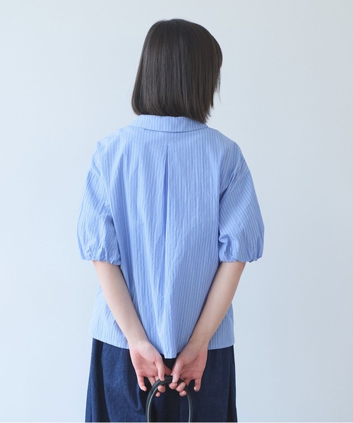 bulle de savon(ビュルデサボン)の「cord voil stripe 丸衿ブラウス(シャツ/ブラウス・レディース・ベージュ/ブルー・FREE)」の9枚目の写真
