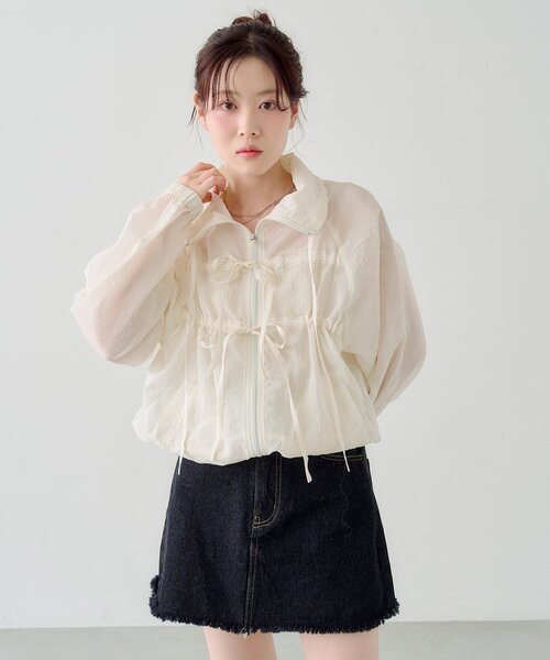 Kastane（カスタネ）の「リボンナイロンブルゾン（ブルゾン・レディース・ピンク/サックスブルー/アイボリー・FREE）」の7枚目の写真