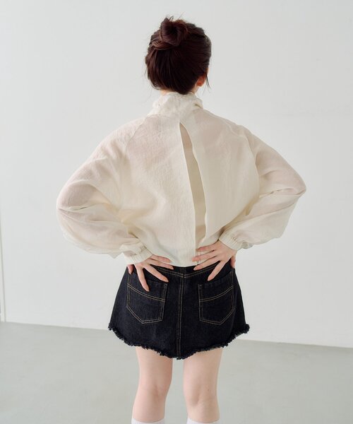 Kastane（カスタネ）の「リボンナイロンブルゾン（ブルゾン・レディース・ピンク/サックスブルー/アイボリー・FREE）」の8枚目の写真