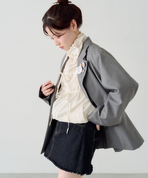 Kastane（カスタネ）の「リボンナイロンブルゾン（ブルゾン・レディース・ピンク/サックスブルー/アイボリー・FREE）」の12枚目の写真