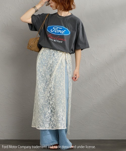 GOOD ROCK SPEED（グッドロックスピード）の「[GOOD ROCK SPEED/グッドロックスピード] 別注 FORD ロゴプリントTシャツ（THUNDERBIRD）（Tシャツ/カットソー・レディース・チャコール・XL/L/M）」の6枚目の写真