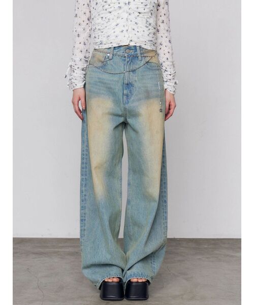 EMODA(エモダ)の「ヴィンテージライクルーズジーンズ(デニムパンツ・レディース・インディゴブルー/ライトブルー・MEDIUM/SMALL)」の4枚目の写真