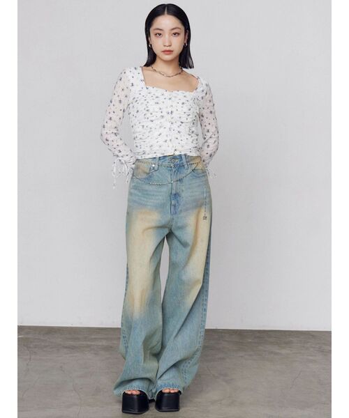 EMODA(エモダ)の「ヴィンテージライクルーズジーンズ(デニムパンツ・レディース・インディゴブルー/ライトブルー・MEDIUM/SMALL)」の7枚目の写真