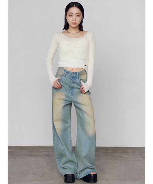 EMODA(エモダ)の「ヴィンテージライクルーズジーンズ(デニムパンツ・レディース・インディゴブルー/ライトブルー・MEDIUM/SMALL)」の8枚目の写真