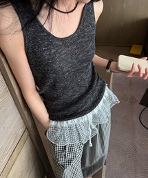 裾チュールタンクトップ