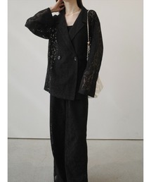 amel（エイメル）の「シアーフラワーレースセットアップ / ブラック（テーラードジャケット）」