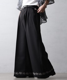 welise（ウェライズ）の「【welise ウェライズ】<Embroidery>ヘムエンブロイド 花柄刺繍 センタープレス ルーズスラックス（スラックス）」