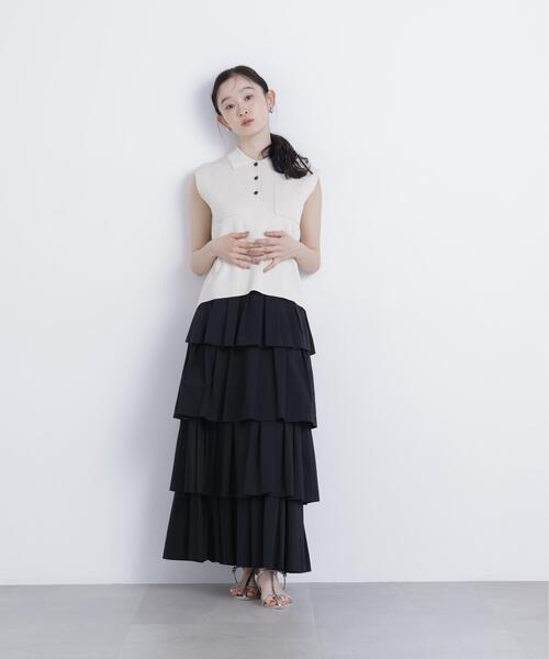 N.(N. Natural Beauty Basic)(エヌエヌナチュラルビューティーベーシック)の「【WEB限定】ラメ混ポロ襟ニット(ポロシャツ・レディース・ブルー/オフホワイト/ライトグリーン・フリ-)」の9枚目の写真