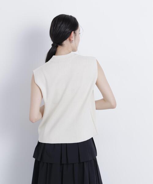 N.(N. Natural Beauty Basic)(エヌエヌナチュラルビューティーベーシック)の「【WEB限定】ラメ混ポロ襟ニット(ポロシャツ・レディース・ブルー/オフホワイト/ライトグリーン・フリ-)」の10枚目の写真