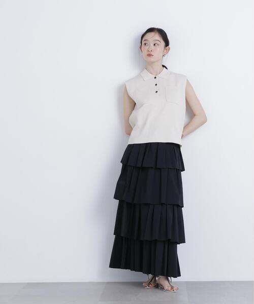 N.(N. Natural Beauty Basic)(エヌエヌナチュラルビューティーベーシック)の「【WEB限定】ラメ混ポロ襟ニット(ポロシャツ・レディース・ブルー/オフホワイト/ライトグリーン・フリ-)」の11枚目の写真