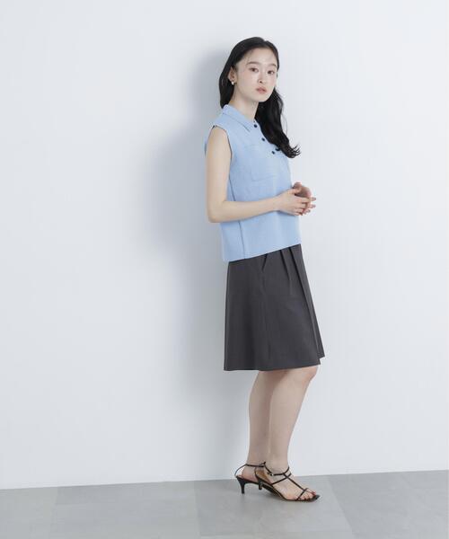 N.(N. Natural Beauty Basic)(エヌエヌナチュラルビューティーベーシック)の「【WEB限定】ラメ混ポロ襟ニット(ポロシャツ・レディース・ブルー/オフホワイト/ライトグリーン・フリ-)」の16枚目の写真