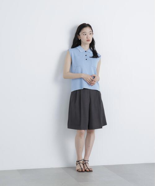 N.(N. Natural Beauty Basic)(エヌエヌナチュラルビューティーベーシック)の「【WEB限定】ラメ混ポロ襟ニット(ポロシャツ・レディース・ブルー/オフホワイト/ライトグリーン・フリ-)」の20枚目の写真