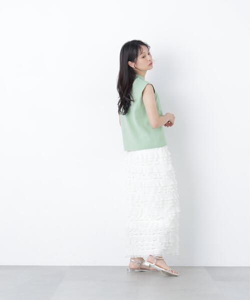 N.(N. Natural Beauty Basic)(エヌエヌナチュラルビューティーベーシック)の「【WEB限定】ラメ混ポロ襟ニット(ポロシャツ・レディース・ブルー/オフホワイト/ライトグリーン・フリ-)」の8枚目の写真