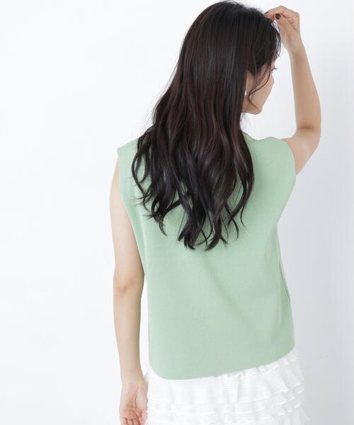 N.(N. Natural Beauty Basic)(エヌエヌナチュラルビューティーベーシック)の「【WEB限定】ラメ混ポロ襟ニット(ポロシャツ・レディース・ブルー/オフホワイト/ライトグリーン・フリ-)」の9枚目の写真