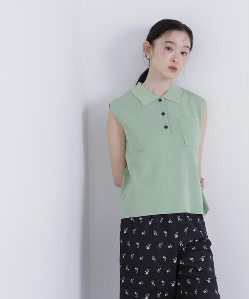 N.(N. Natural Beauty Basic)(エヌエヌナチュラルビューティーベーシック)の「【WEB限定】ラメ混ポロ襟ニット(ポロシャツ・レディース・ブルー/オフホワイト/ライトグリーン・フリ-)」の11枚目の写真