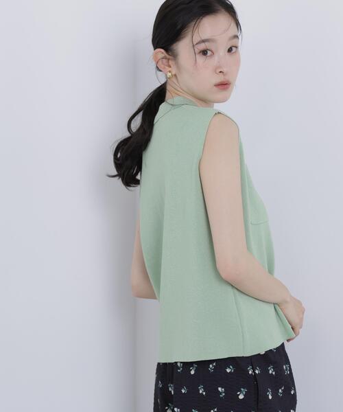 N.(N. Natural Beauty Basic)(エヌエヌナチュラルビューティーベーシック)の「【WEB限定】ラメ混ポロ襟ニット(ポロシャツ・レディース・ブルー/オフホワイト/ライトグリーン・フリ-)」の13枚目の写真