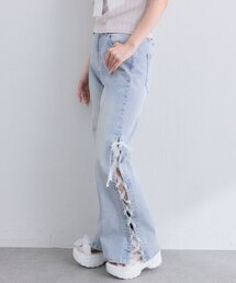OLIVE des OLIVE（オリーブデオリーブ）の「サイドレースアップストレッチフレアパンツ（デニムパンツ）」