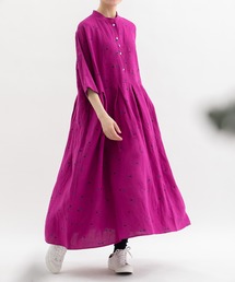 nop de nod（ノップドゥノッド）の「リネンレーヨンスワンプリント切り替えワンピース（ワンピース）」