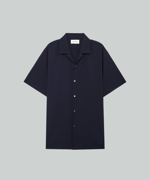 markaware（マーカウェア）の「【MARKAWARE】オーガニックウール 2/80 トロピカル / イタリアンオープンカラーS/Sシャツ（シャツ/ブラウス・メンズ・ネイビー/ブラック/ダークグレー・1/2）」の2枚目の写真