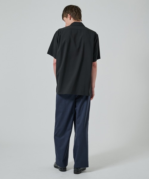 markaware（マーカウェア）の「【MARKAWARE】オーガニックウール 2/80 トロピカル / イタリアンオープンカラーS/Sシャツ（シャツ/ブラウス・メンズ・ネイビー/ブラック/ダークグレー・1/2）」の8枚目の写真