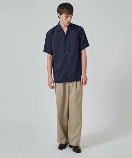 markaware（マーカウェア）の「【MARKAWARE】オーガニックウール 2/80 トロピカル / イタリアンオープンカラーS/Sシャツ（シャツ/ブラウス・メンズ・ネイビー/ブラック/ダークグレー・1/2）」の9枚目の写真