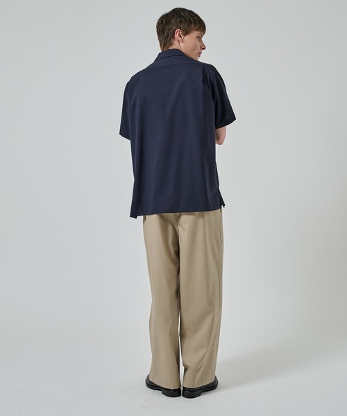markaware（マーカウェア）の「【MARKAWARE】オーガニックウール 2/80 トロピカル / イタリアンオープンカラーS/Sシャツ（シャツ/ブラウス・メンズ・ネイビー/ブラック/ダークグレー・1/2）」の11枚目の写真