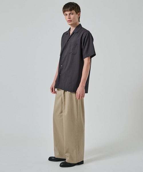 markaware（マーカウェア）の「【MARKAWARE】オーガニックウール 2/80 トロピカル / イタリアンオープンカラーS/Sシャツ（シャツ/ブラウス・メンズ・ネイビー/ブラック/ダークグレー・1/2）」の13枚目の写真