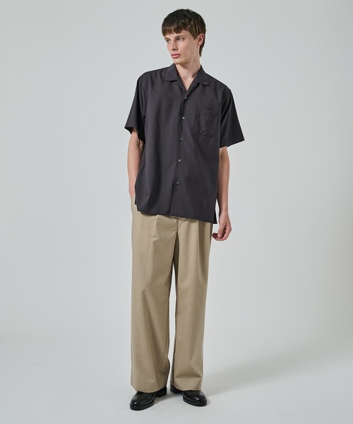 markaware（マーカウェア）の「【MARKAWARE】オーガニックウール 2/80 トロピカル / イタリアンオープンカラーS/Sシャツ（シャツ/ブラウス・メンズ・ネイビー/ブラック/ダークグレー・1/2）」の12枚目の写真