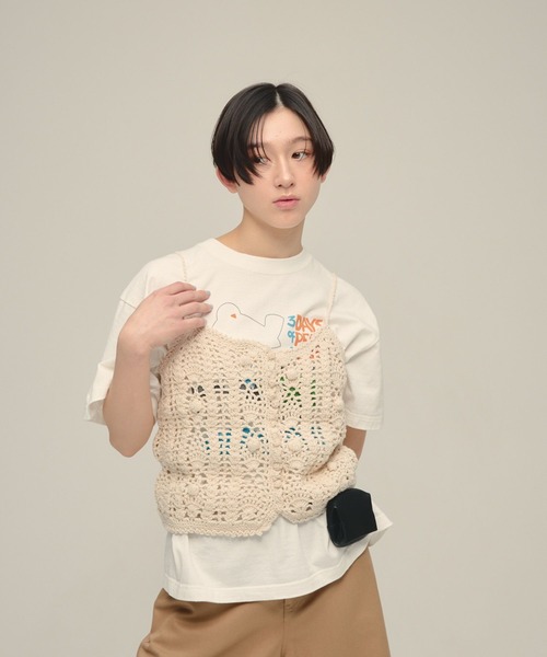 eL(エル)の「【eL】Hand Knit Cami/646192(キャミソール・レディース・ネイビー/アイボリー・FREE)」の7枚目の写真