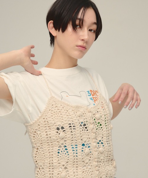 eL(エル)の「【eL】Hand Knit Cami/646192(キャミソール・レディース・ネイビー/アイボリー・FREE)」の8枚目の写真